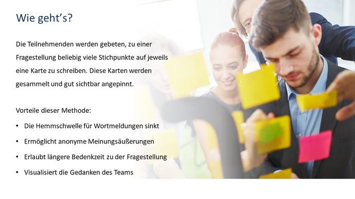 Folie, die die Methode Kartenabfrage beschreibt.
